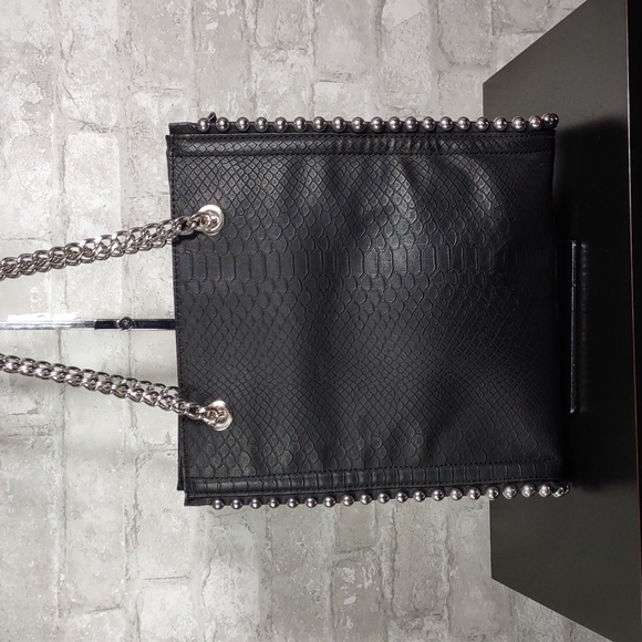 Aldo Snake Embossed Faux Leather Tote/Shoulder Bag w/Silver Ball Edging - Picture 4 of 11